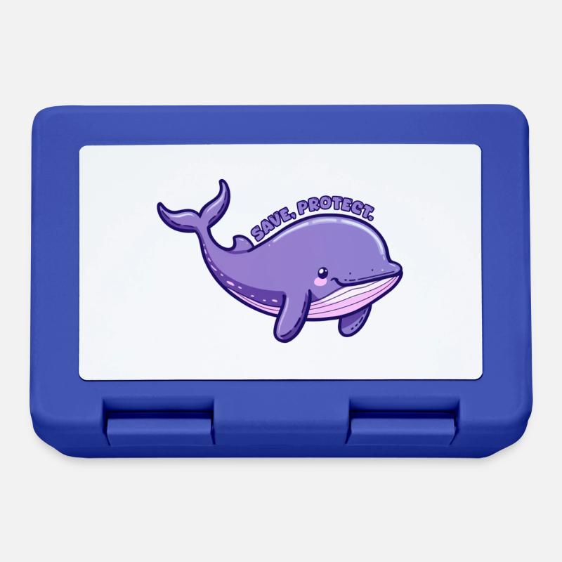 Save Protect - Purple Whale - Sticker - Lunchbox - royal blue