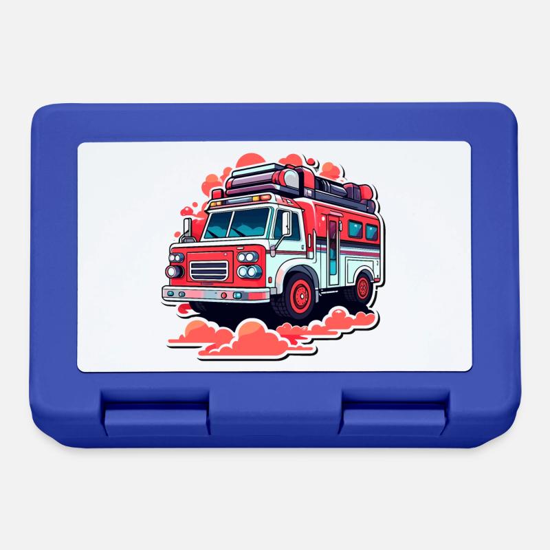 Illustration de camion de pompiers - Boîte à goûter - bleu royal