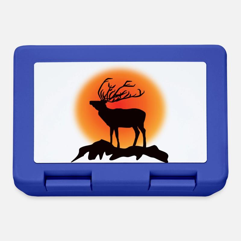 Cerf Rennais Silhouette Coucher de soleil - Boîte à goûter - bleu royal