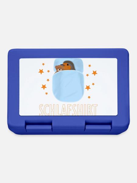 Rotkehlchen kuschelt mit Teddy Schlafshirt Vogel - Brotdose - Royalblau