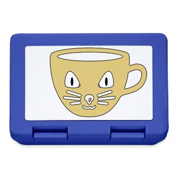 Tasse mit Katzengesicht Kaffeetasse Teetasse Katze - Brotdose - Royalblau - Vorne