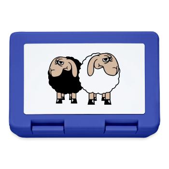 2 Sheep Look Skeptical Offended Friends Team - Lunchbox - royal blue - Front