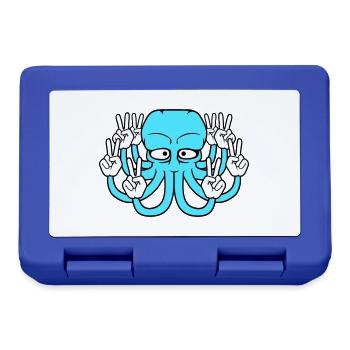 Kraken Peace Hand Sign Victory Symbol Hands Fun - Lunchbox - royal blue - Front