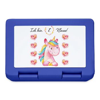 Schulanfang Einhorn Unicorn 1.Klasse Mädchen - Brotdose - Royalblau - Vorne