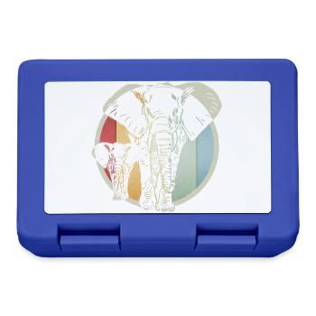 Bunter retro Elefant - Brotdose - Royalblau - Vorne