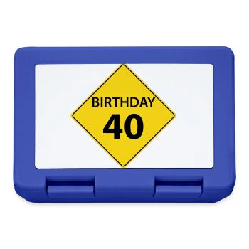 Anniversaire de signe de circulation 40 - Boîte à goûter - bleu royal - Devant