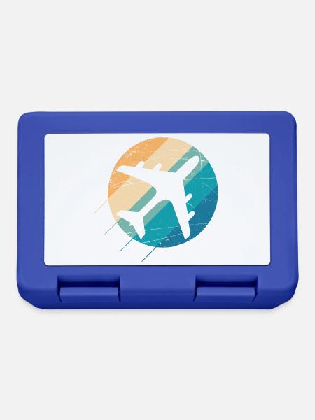 Flugzeug in schönem Retro Design - Brotdose - Royalblau