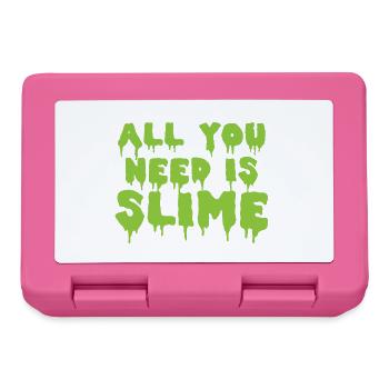 All you need is slime! in green gooey slimy text - Lunchbox - pink - Front
