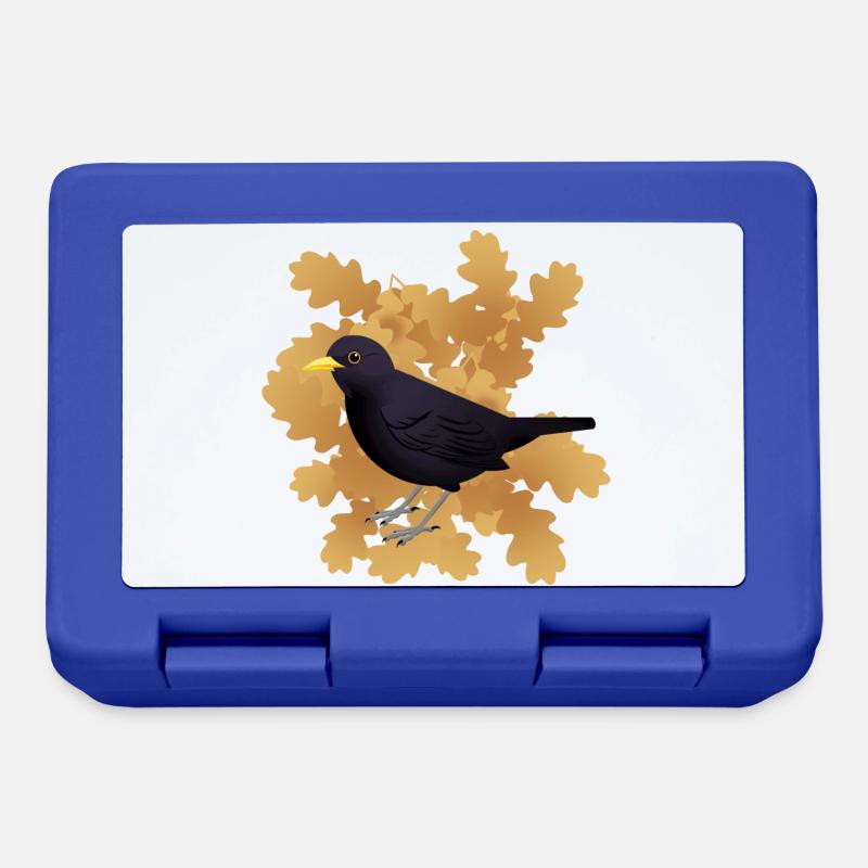 Merle noir sur feuillage d’automne - Boîte à goûter - bleu royal
