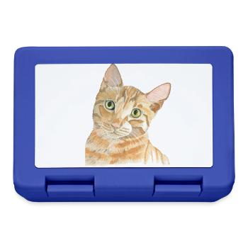 rote Katze - Brotdose - Royalblau - Vorne