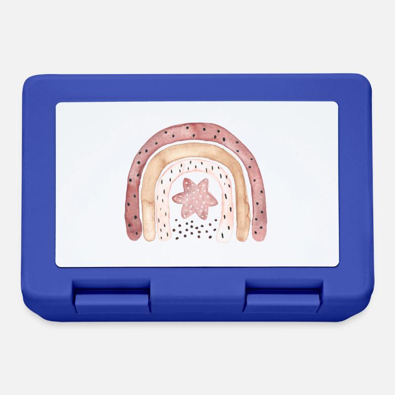 Regenbogen Boho Kaffeebraun - Brotdose - Royalblau