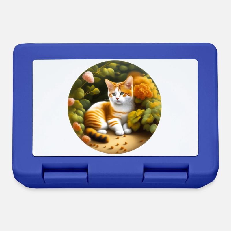 Chat mignon dans le jardin - Boîte à goûter - bleu royal