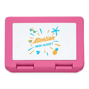 ATTENTION, MÈRE AGITÉE ! (maman, plage) - Boîte à goûter - rose - Devant
