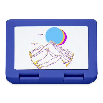 Montagnes néon, Lune, Soleil, Sommets géométriques - Boîte à goûter - bleu royal - Devant