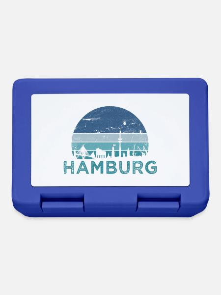 Hansestadt Hamburg Skyline Hamburger Hafen Retro - Brotdose - Royalblau
