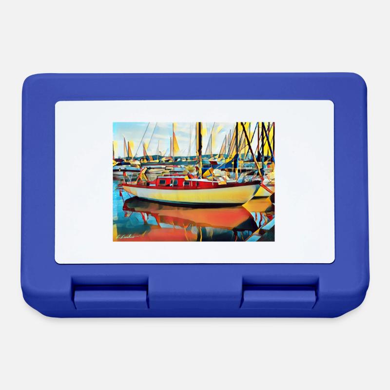 Segelboot am Ponton - Brotdose - Royalblau