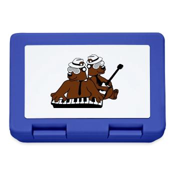 2 Bear Brown Bear Keyboard Piano Guitar Band Team - Lunchbox - royal blue - Front