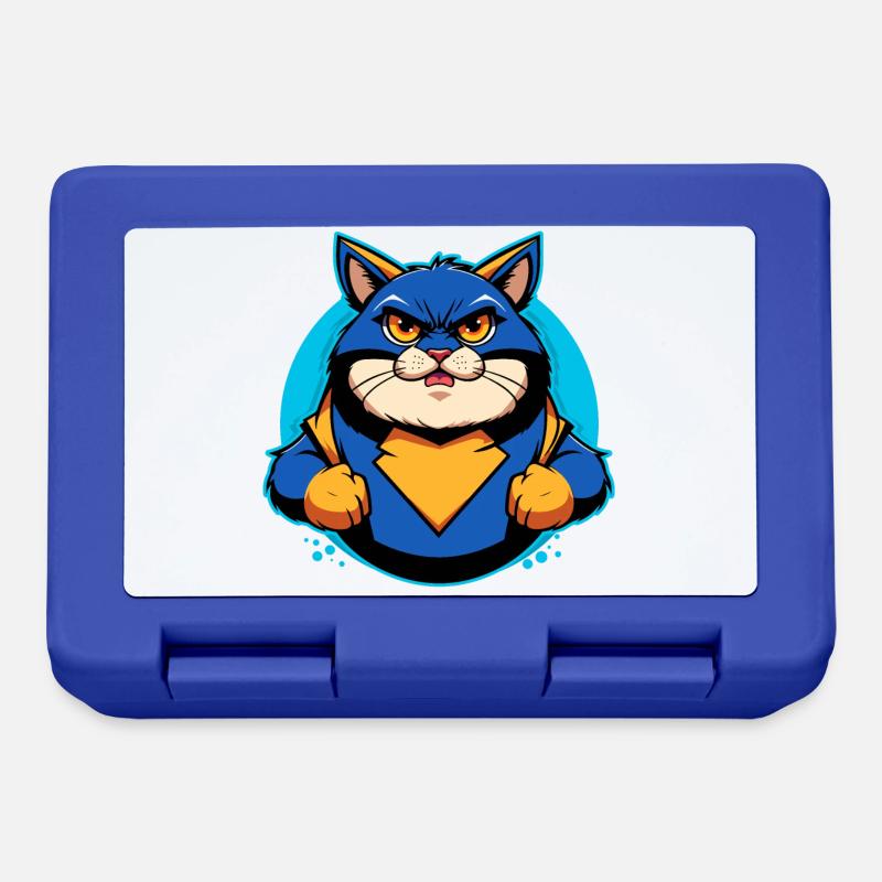 Chat super-héros - Boîte à goûter - bleu royal