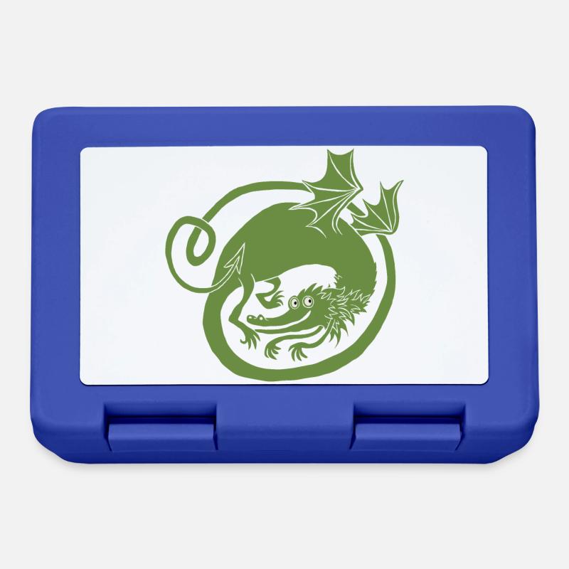Drache (hellgrün) - Brotdose - Royalblau