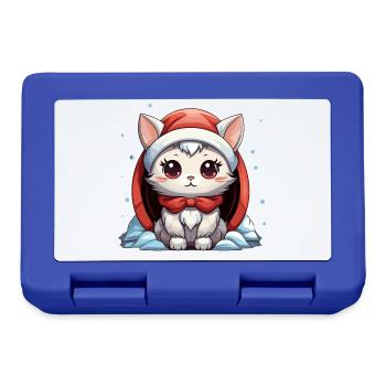 Design de Noël de chat - Style Kawaii - Boîte à goûter - bleu royal - Devant