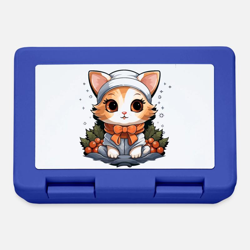 Design de Noël de chat - Style Kawaii - Boîte à goûter - bleu royal