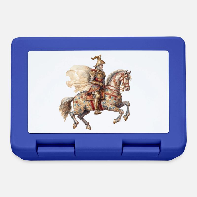 Chevalier à cheval, Moyen Âge - Boîte à goûter - bleu royal