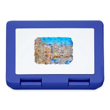 Frankreich Aquarellskizze Handgezeichnete Illustration - Brotdose - Royalblau - Vorne