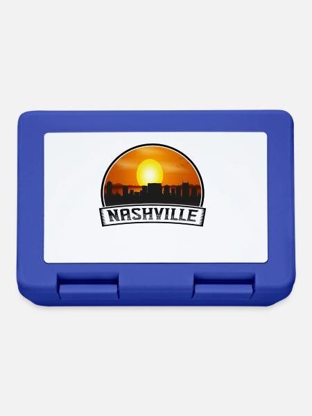Nashville Tennessee Usa Skyline Vintage Sunset Tra - Brotdose - Royalblau