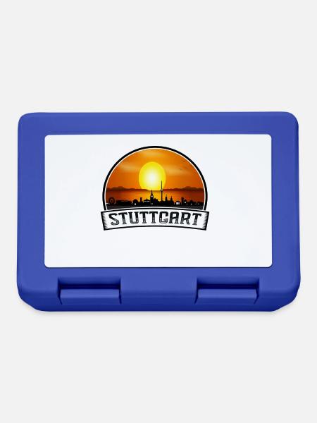 Stuttgart Deutschland Skyline Vintage Sunset Travel So - Brotdose - Royalblau