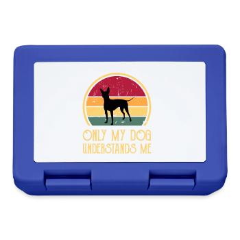American Hairless Terrier Dog Silhouette Retro - Lunchbox - royal blue - Front