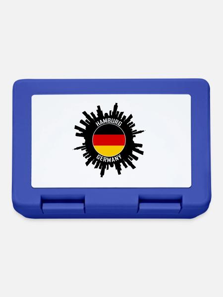 Hamburg Skyline Deutschland Flagge Reisesouvenir - Brotdose - Royalblau