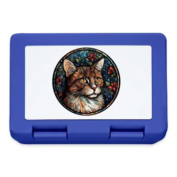 American Wirehair Cat Breed Watercolor Glass - Lunchbox - royal blue - Front