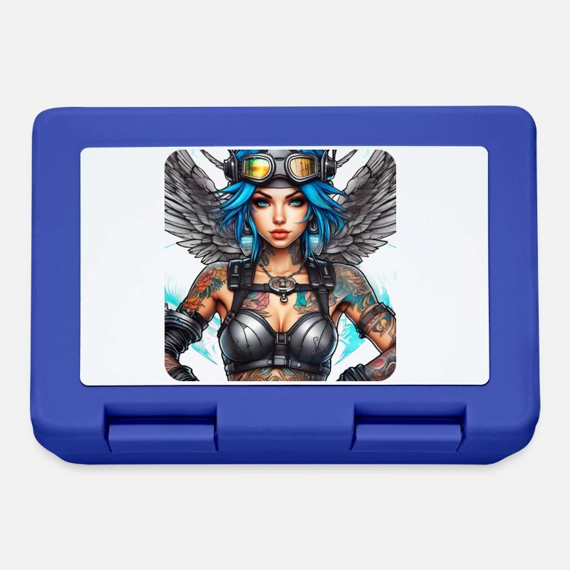 Cooler Cyberpunk Engel mit Kopfhörer - Brotdose - Royalblau