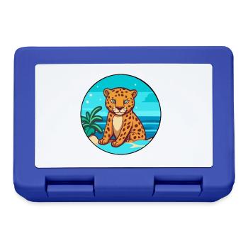 Jaguar Watercolor Cartoon Kawaii Clipart Animal - Lunchbox - royal blue - Front