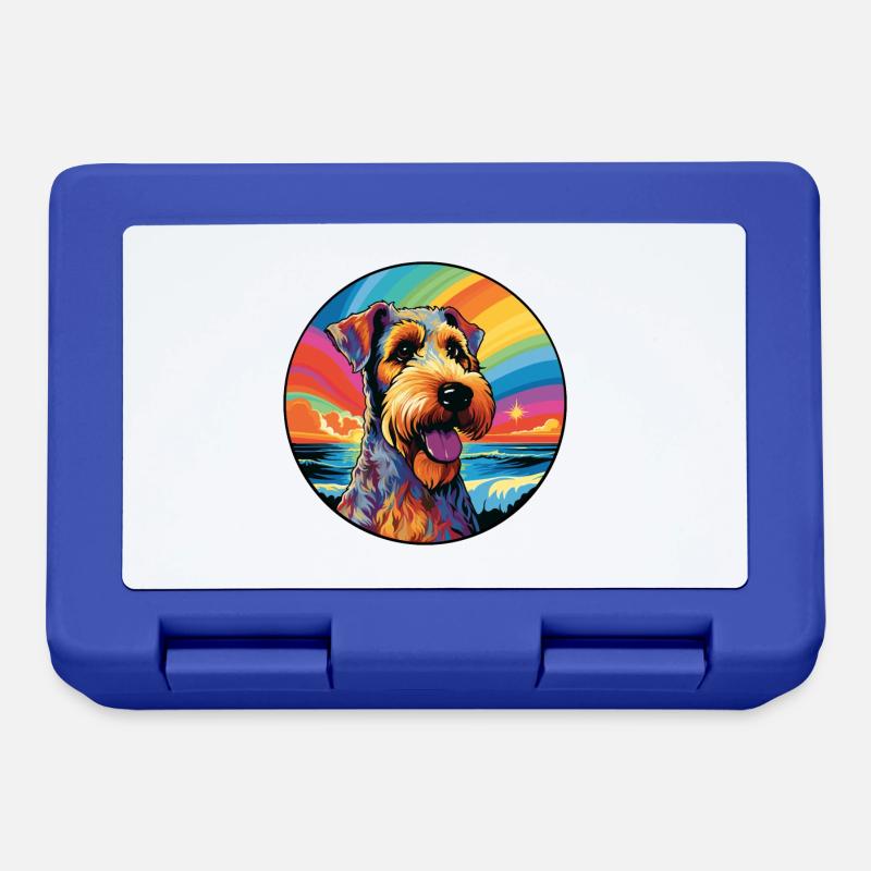 Airedale Terrier Hunderasse Bunte Karikatur Wasserc - Brotdose - Royalblau