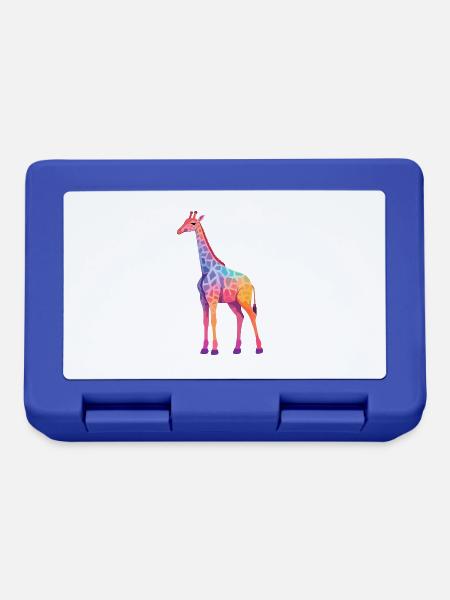 Girafe Aquarelle Colorée Dessin Animé Kawaii Animal - Boîte à goûter - bleu royal