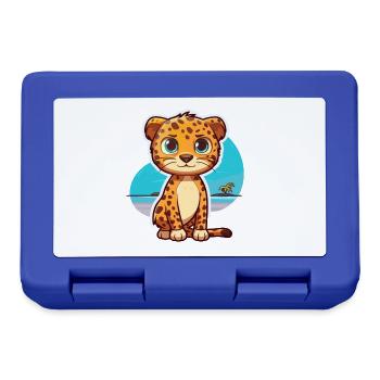 Leopard Lustige Karikatur Kawaii Strand Illustration - Brotdose - Royalblau - Vorne