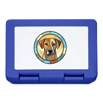 Black Mouth Cur Dog Breed Stained Glass Colorful W - Lunchbox - royal blue - Front