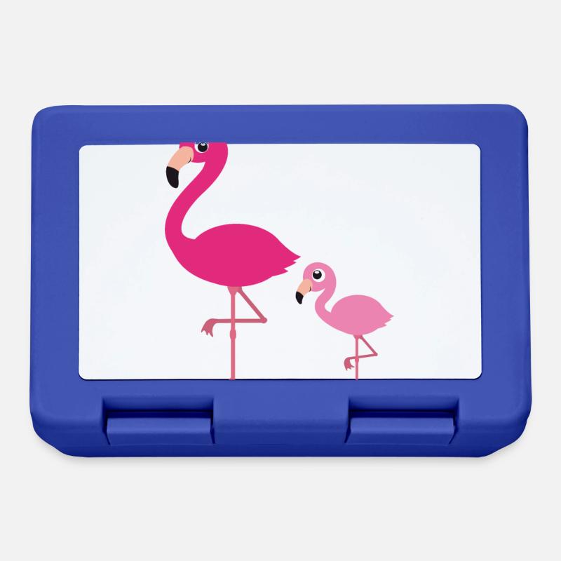 Flamingo Mutter mit Kind - Brotdose - Royalblau
