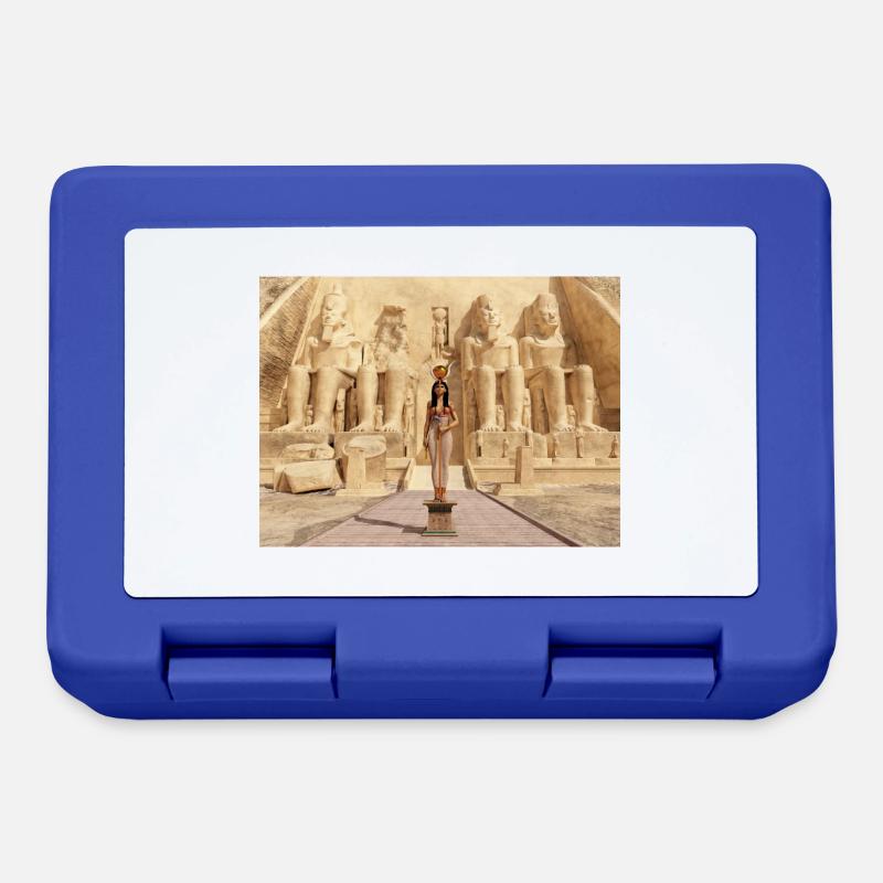 Déesse Hathor et temple d’Abu Simbel en Egypte - Boîte à goûter - bleu royal