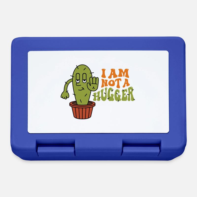 I am Not a Hugger Sarcastic Cactus Design - Lunchbox - royal blue