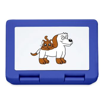 Chien Chat Deux Amis Équipe Chaton 2 Duo Équipage - Boîte à goûter - bleu royal - Devant