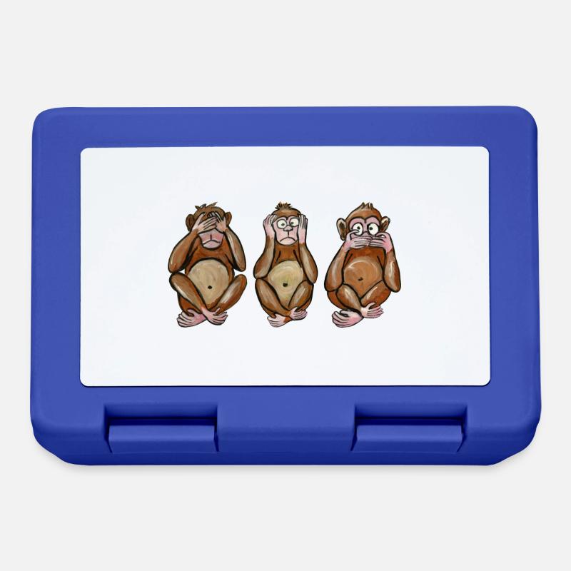 les 3 singes singe aveugle le sourd et le muet - Boîte à goûter - bleu royal