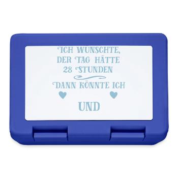 Häkeln und Schlafen Geschenk - Brotdose - Royalblau - Vorne