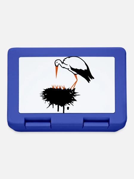 Storch und sein Nest mit Nachwuchs Graffiti - Brotdose - Royalblau