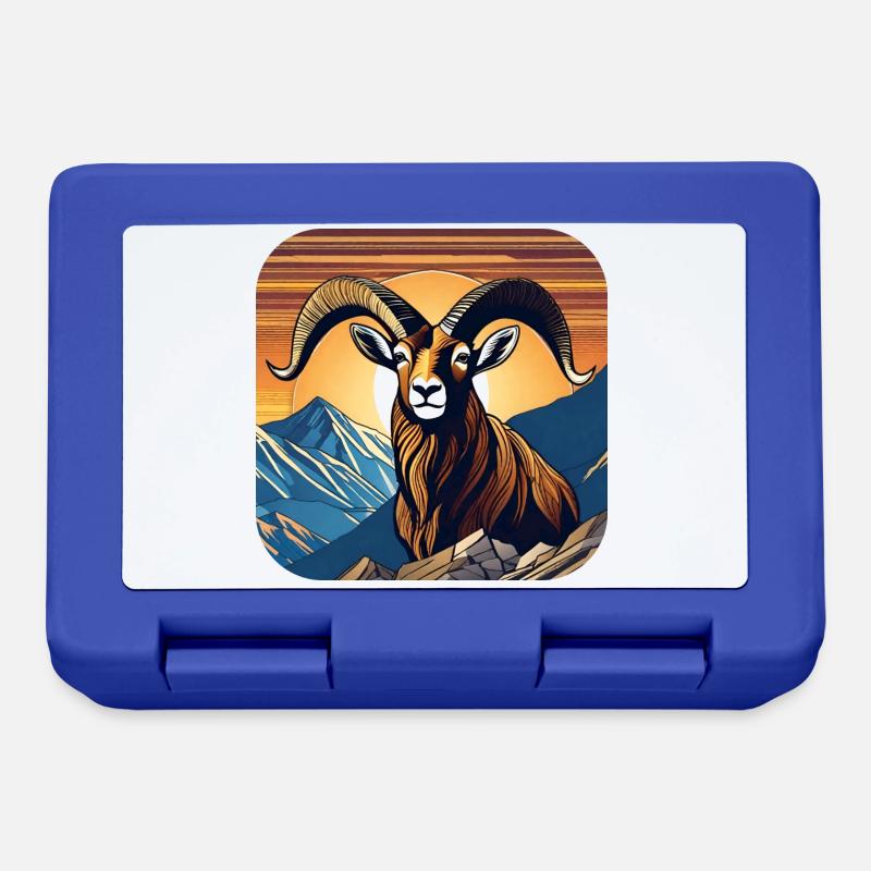 Stolzer Steinbock mit Alpen Panorama - Brotdose - Royalblau