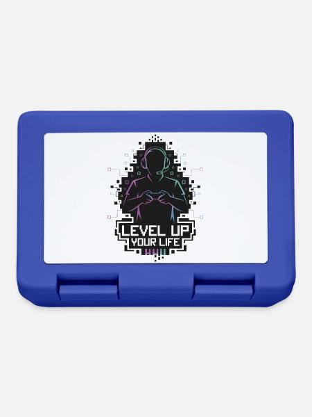 Level Up Your Life – Gamer-Silhouette - Brotdose - Royalblau