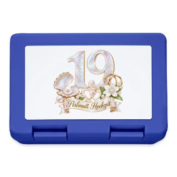 19.Hochzeitstag , Perlmutt Hochzeit 19 Jahre - Brotdose - Royalblau - Vorne