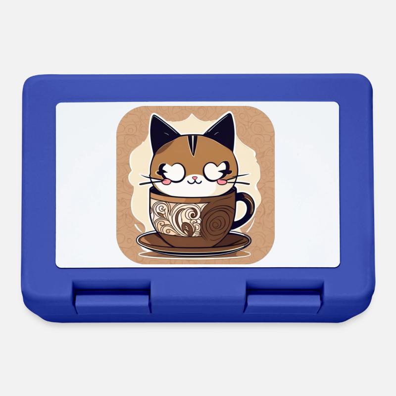 Chat de café mignon - Boîte à goûter - bleu royal