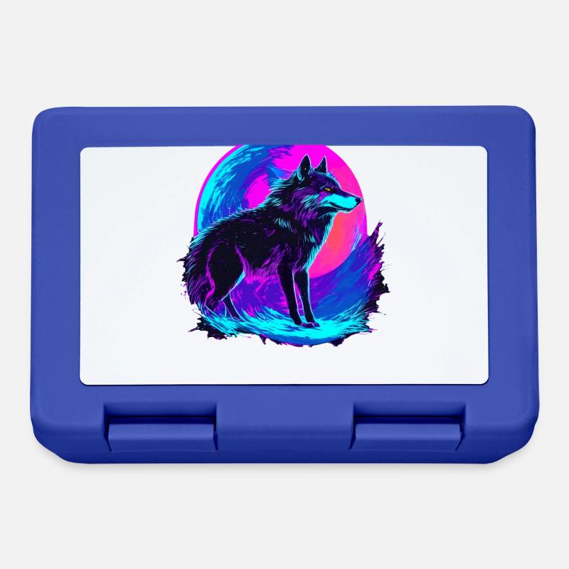 Colorful Wolf Neon Moon Synthwave - Brotdose - Royalblau